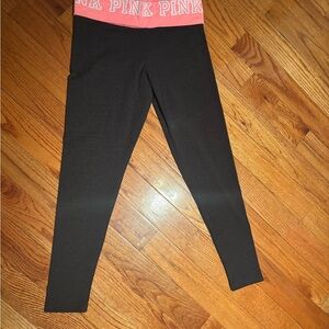 Victoria's Secret Black Leggings with Pink PINK Waistband